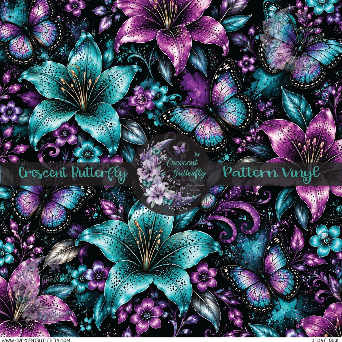 4-146-Floral Printed Vinyl Sheet/Wrap