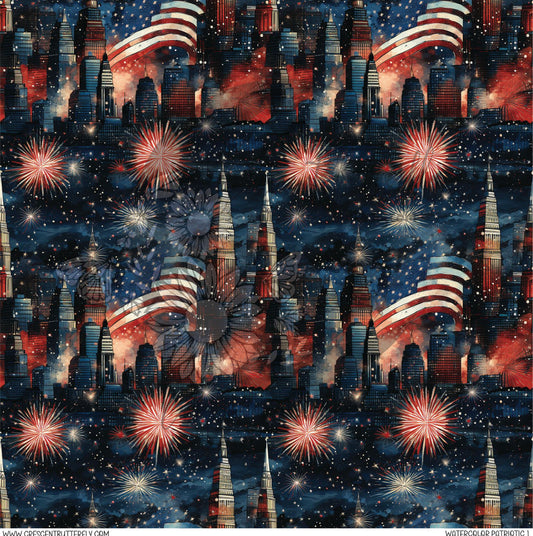 Watercolor Patriotic 1 Printed Vinyl Sheet/Wrap