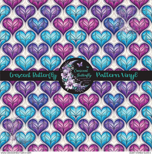 Heart Stained Glass 6 Printed Vinyl Sheet/Wrap