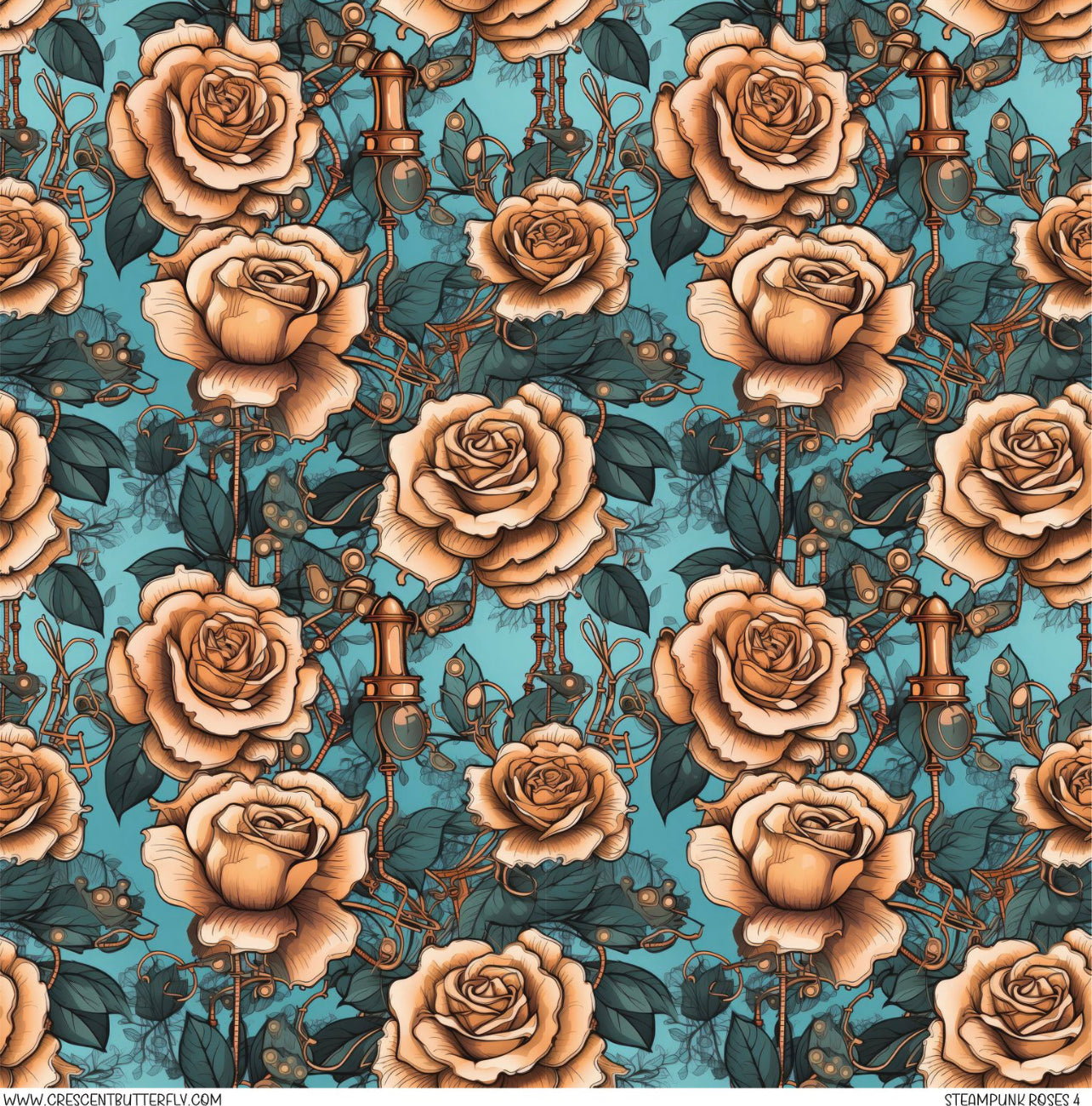 Steampunk Roses 4 Printed Vinyl Sheet/Wrap