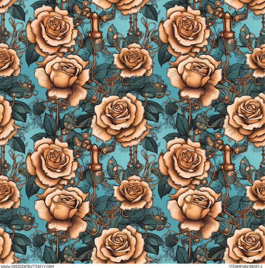 Steampunk Roses 4 Printed Vinyl Sheet/Wrap