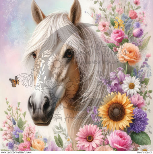Floral Horse 1 Printed Vinyl Sheet/Wrap