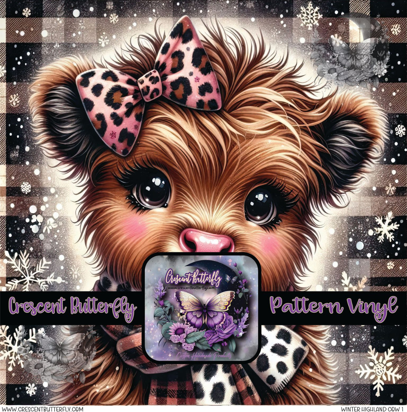 Winter Highland Cow 1 Printed Vinyl Sheet/Wrap