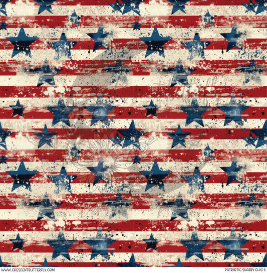 Patriotic Shabby Chic 6 Printed Vinyl Sheet/Wrap