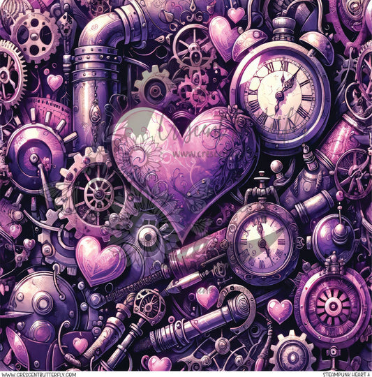 Steampunk Heart 4 Printed Vinyl Sheet/Wrap