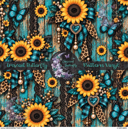 4-168-Floral Printed Vinyl Sheet/Wrap