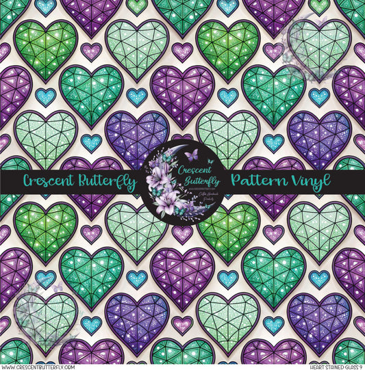 Heart Stained Glass 9 Printed Vinyl Sheet/Wrap