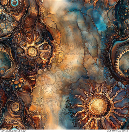 Steampunk Alcohol Ink 2 Printed Vinyl Sheet/Wrap