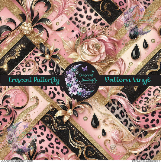 Pink Gold Glam Leopard 2 Printed Vinyl Sheet/Wrap