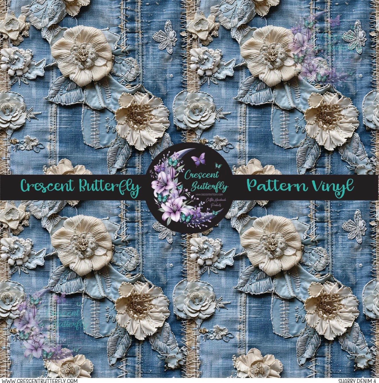 Shabby Denim 4 Printed Vinyl Sheet/Wrap
