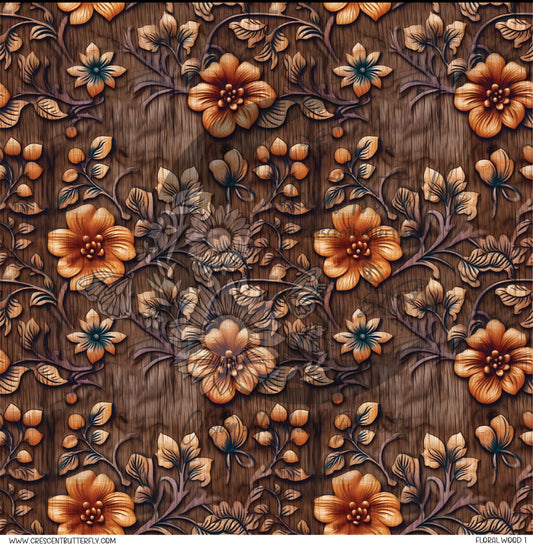 Floral Wood 1 Printed Vinyl Sheet/Wrap