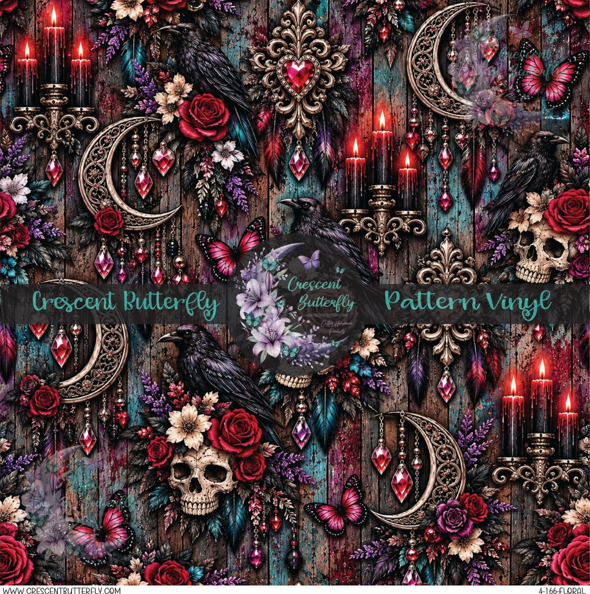 4-166-Floral Printed Vinyl Sheet/Wrap