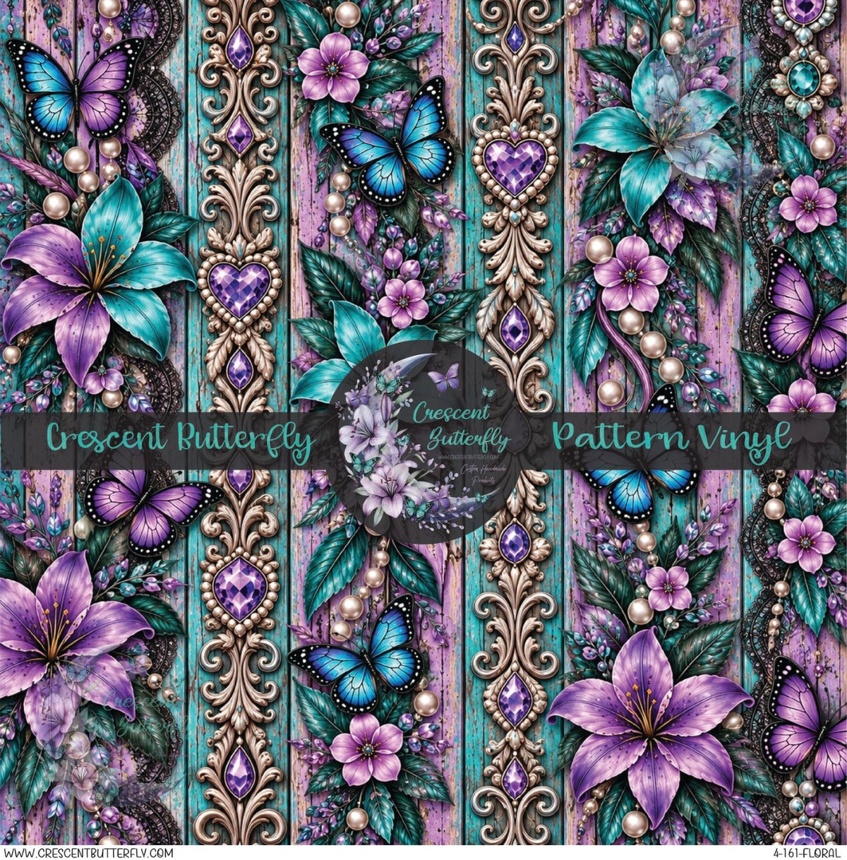 4-161-Floral Printed Vinyl Sheet/Wrap