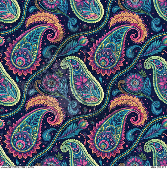 Neon Paisley 7 Printed Vinyl Sheet/Wrap