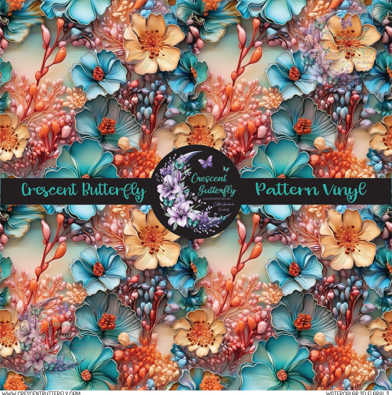 Watercolor 3D Floral 3 Printed Vinyl Sheet/Wrap