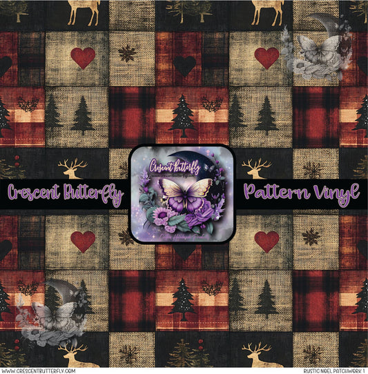 Rustic Noel Patchwork 1 Printed Vinyl Sheet/Wrap