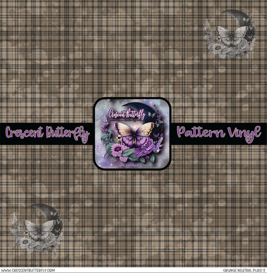 Grunge Neutral Plaid 3 Printed Vinyl Sheet/Wrap