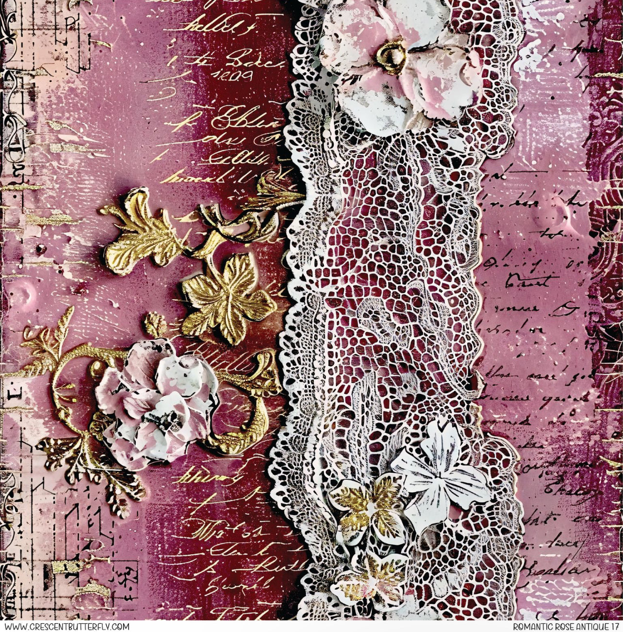 Romantic Rose Antique 17 Printed Vinyl Sheet-Tumbler Wrap