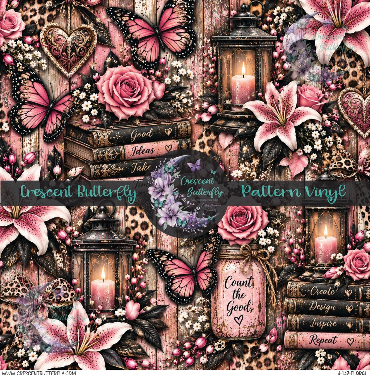 4-147-Floral Printed Vinyl Sheet/Wrap