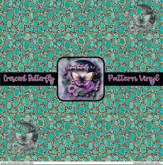 Turquoise Western Gems 1 Printed Vinyl Sheet/Wrap