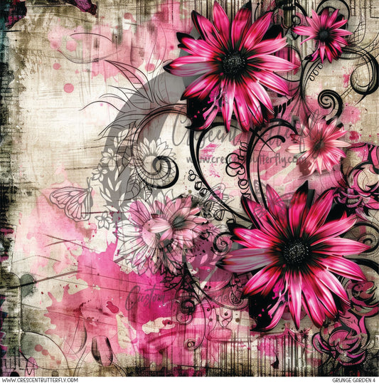 Grunge Garden 4 Printed Vinyl Sheet/Wrap