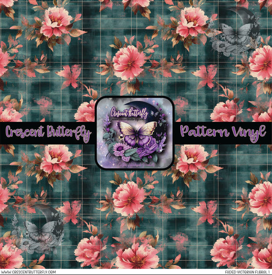 Faded Victorian Floral 1 Printed Vinyl Sheet/Wrap