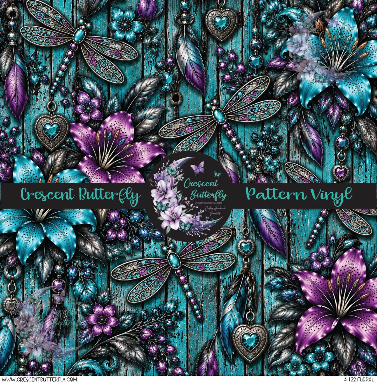 4-122-Floral Printed Vinyl Sheet/Wrap