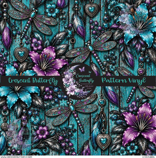 4-122-Floral Printed Vinyl Sheet/Wrap