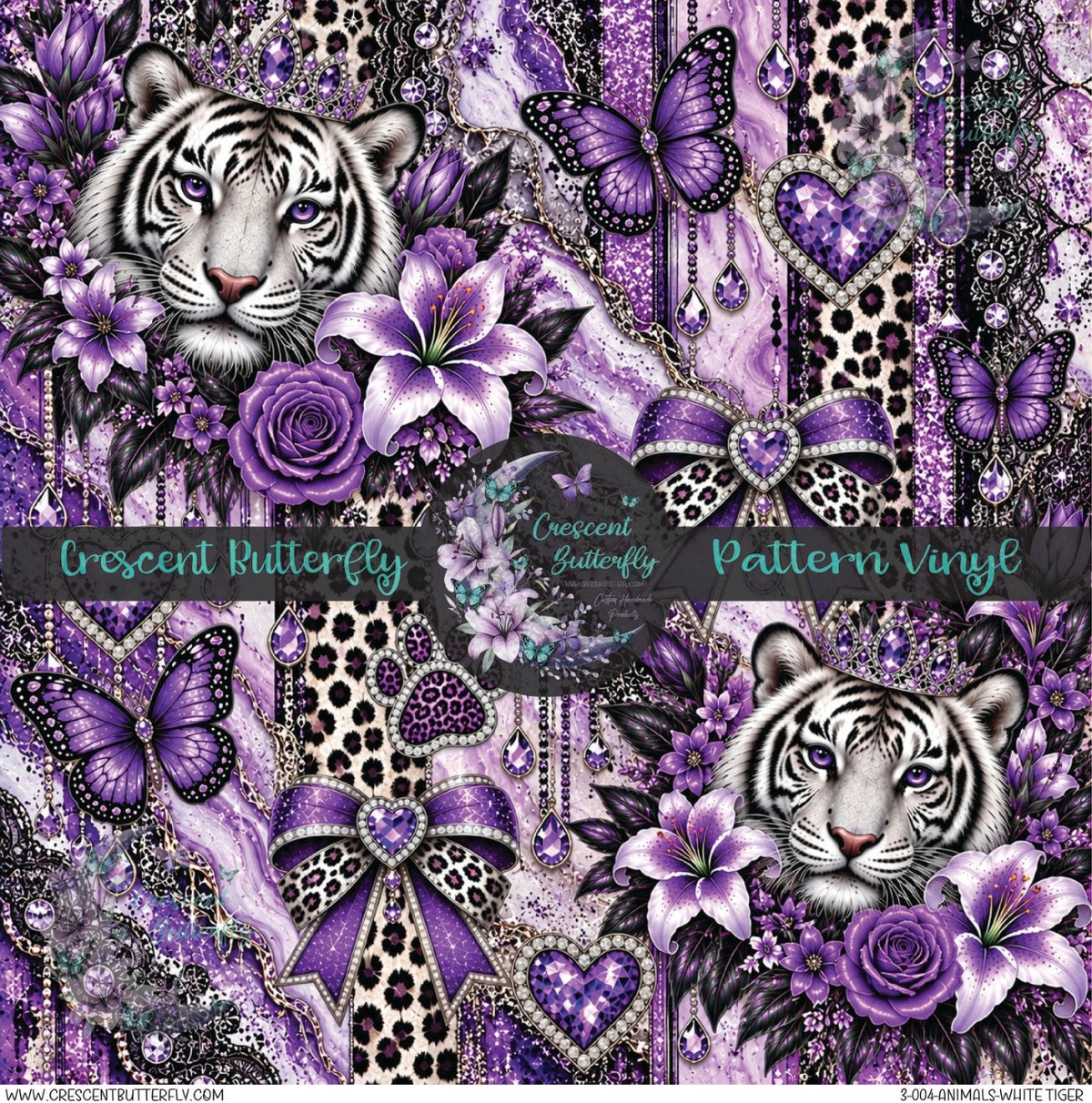 3-004-Animals-White Tiger Printed Vinyl Sheet/Wrap
