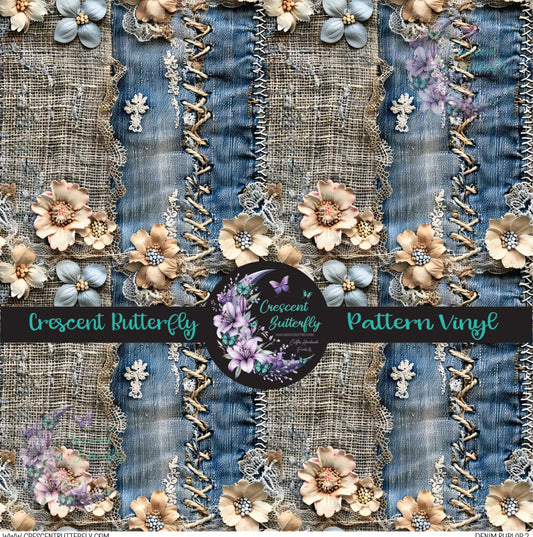 Denim Burlap 2 Printed Vinyl Sheet/Wrap