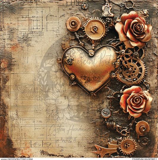 Steampunk Valentines 1 Printed Vinyl Sheet/Wrap