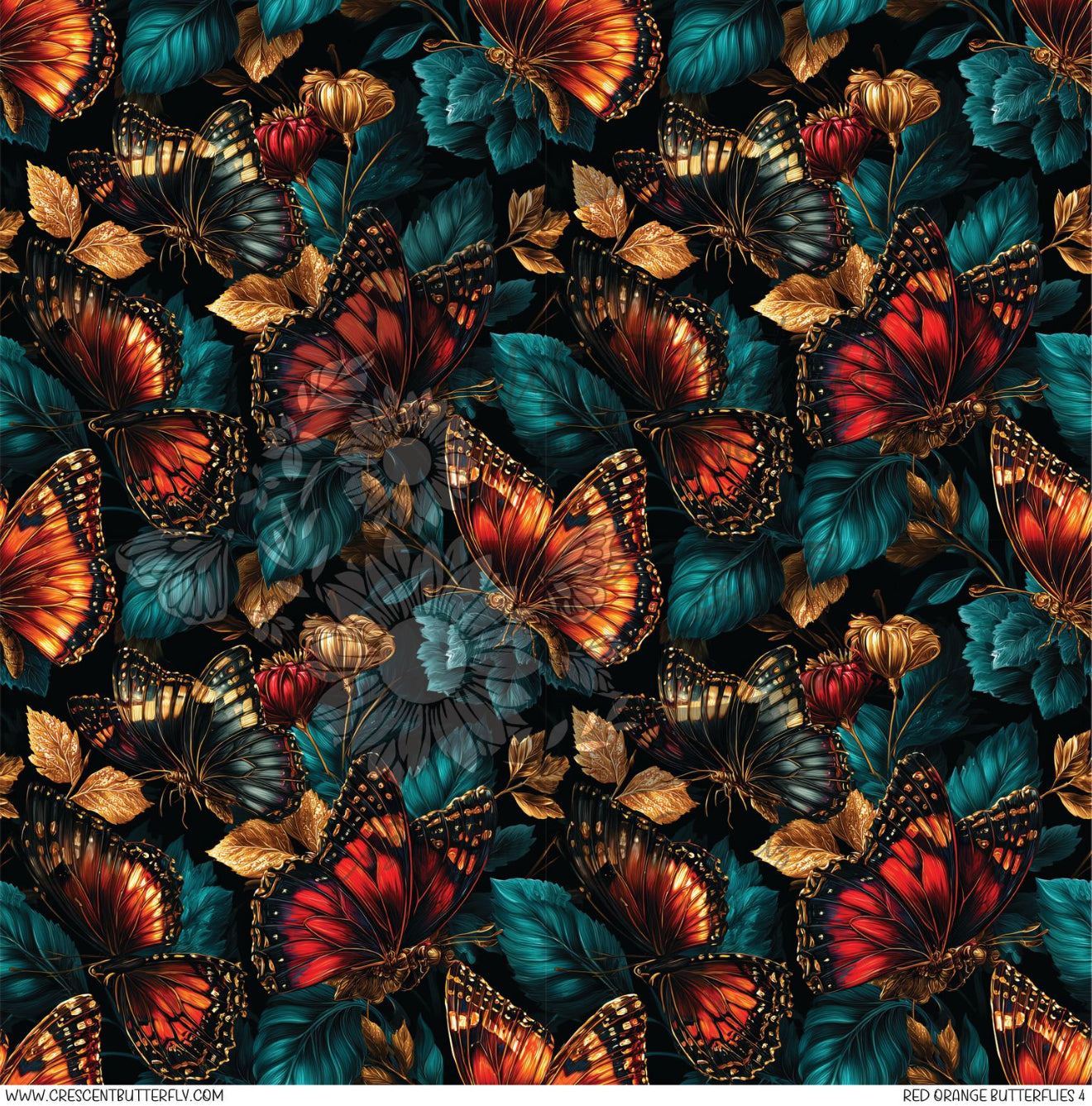 Red Orange Butterflies 4 Printed Vinyl Sheet/Wrap
