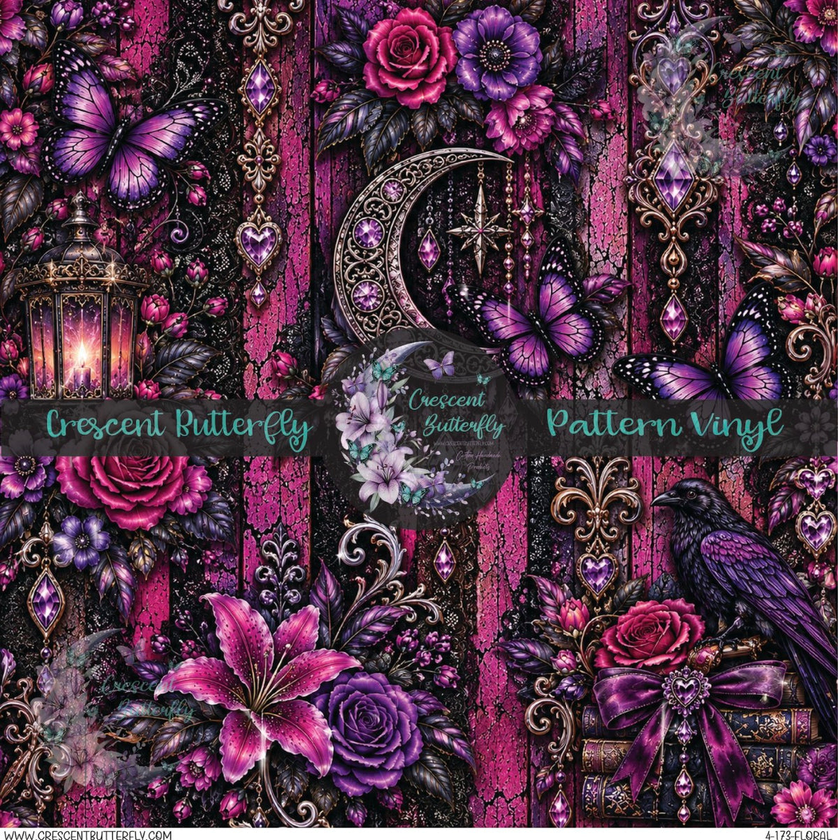 4-173-Floral Printed Vinyl Sheet/Wrap