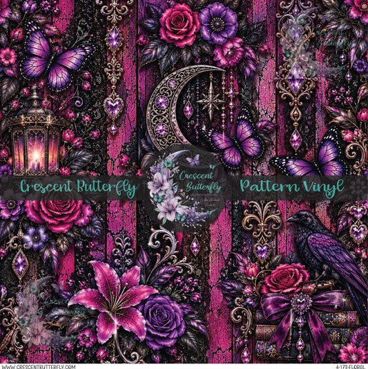 4-173-Floral Printed Vinyl Sheet/Wrap