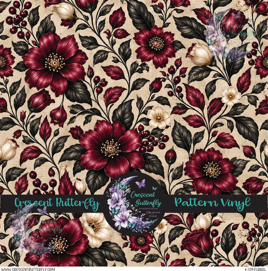 4-109-Floral Printed Vinyl Sheet/Wrap