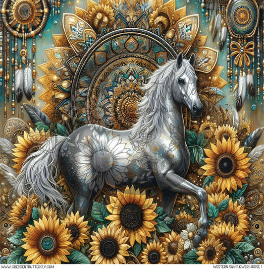 Western Sunflower Horse 1 Printed Vinyl Sheet/Wrap