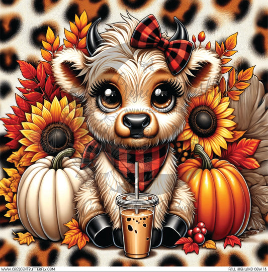 Fall Highland Cow 18 Printed Vinyl Sheet/Wrap