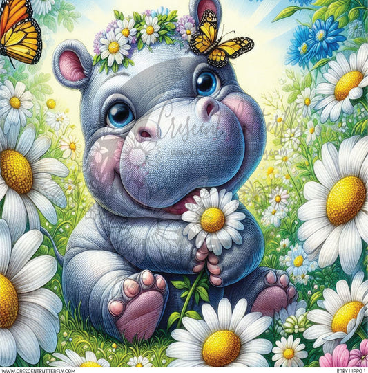 Baby Hippo 1 Printed Vinyl Sheet/Wrap