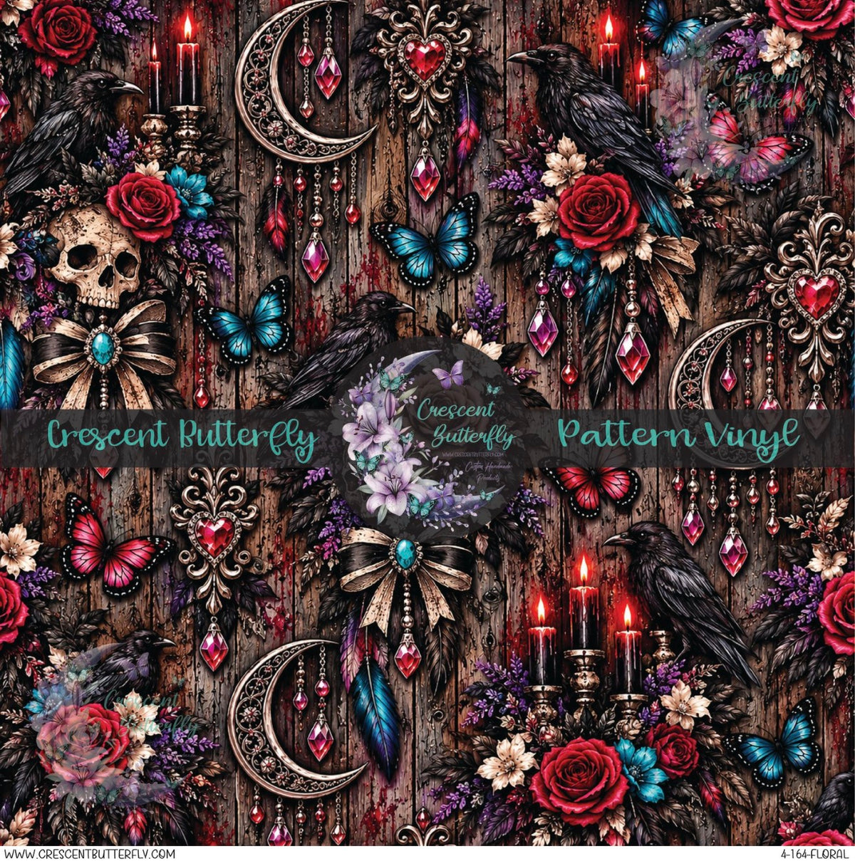 4-164-Floral Printed Vinyl Sheet/Wrap