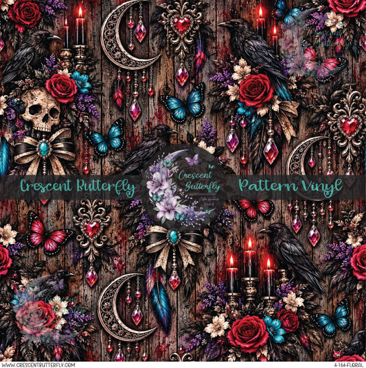 4-164-Floral Printed Vinyl Sheet/Wrap