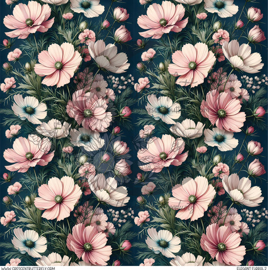Elegant Floral 2 Printed Vinyl Sheet/Wrap