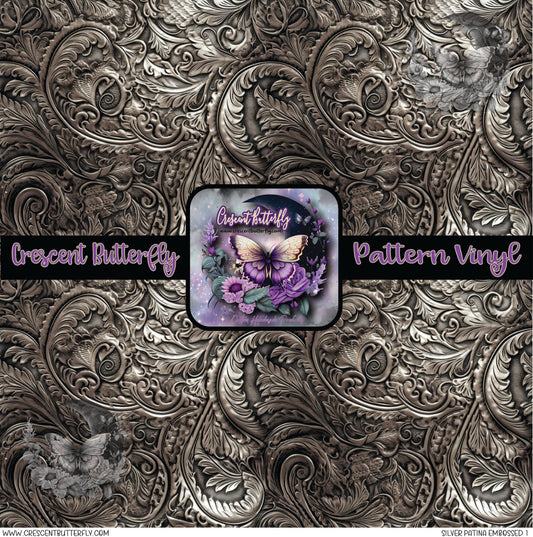 Silver Patina Embossed 1 Printed Vinyl Sheet/Wrap