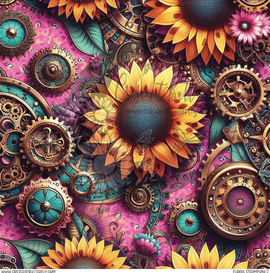 Floral Steampunk 5 Printed Vinyl Sheet/Wrap