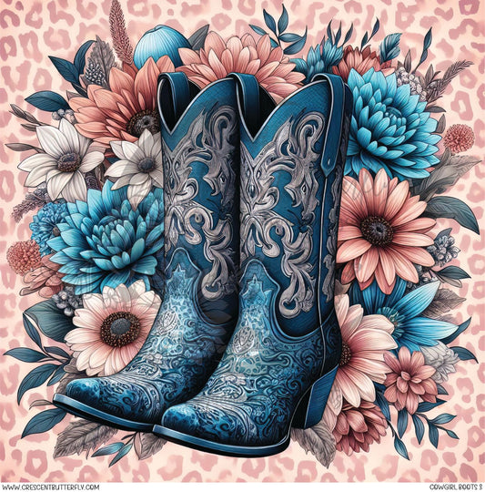 Cowgirl Boots 3 Printed Vinyl Sheet/Wrap