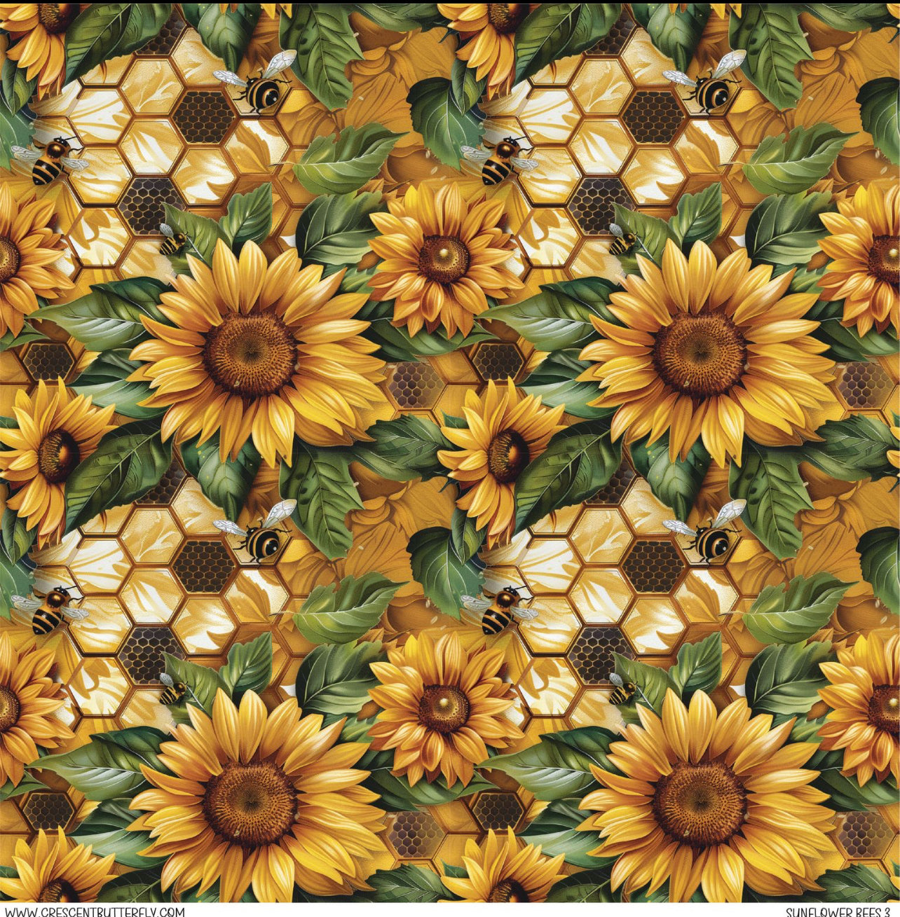 Sunflower Bees 3 Printed Vinyl Sheet/Wrap