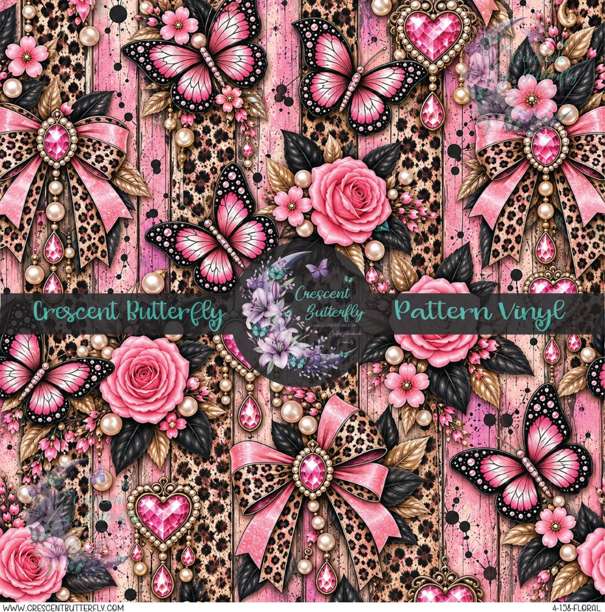 4-158-Floral Printed Vinyl Sheet/Wrap