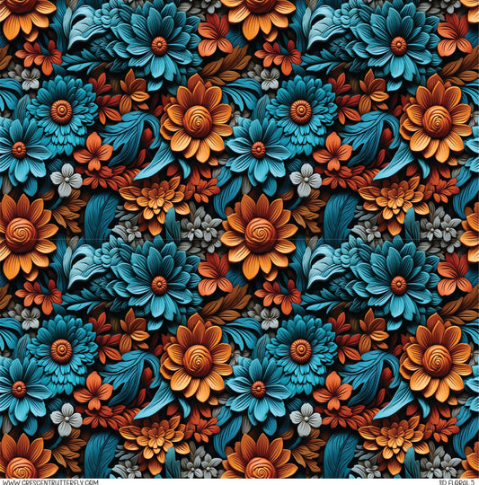 3D Floral 5 Printed Vinyl Sheet/Wrap