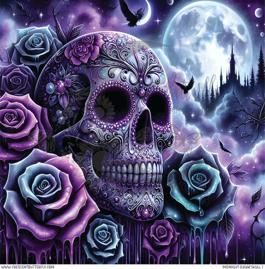 Midnight Sugar Skull 1 Printed Vinyl Sheet/Wrap