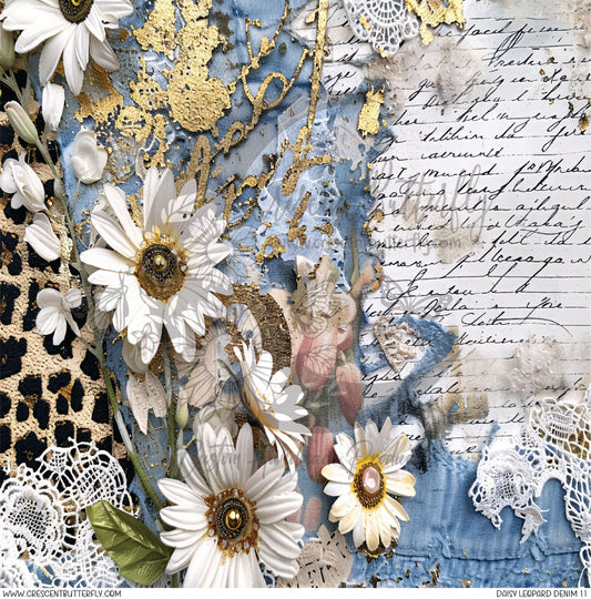Daisy Leopard Denim 11 Printed Vinyl Sheet/Wrap