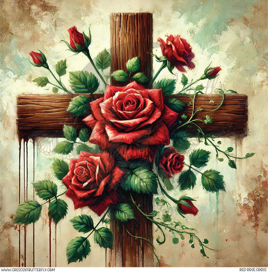 Red Rose Cross Printed Vinyl Sheet/Wrap